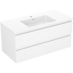 MEXEN/S - Rivel kúpeľňová skrinka 100 cm s umývadlom Otis, 2 zásuvky, reliéf, biela mat 91A20-10047-2-BFF01-W18M01