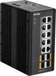 D-Link Switch / 14 Port Layer2 Managed Gigabit PoE Industrial Switch, 8x 100/1000Mbit/s TP (RJ-45) PoE Port, 2x 100/1000Mbit/s TP (RJ-45) Port, 4x SFP Port, Automatische Geschwindigkeits- und Duplexanpassung, IEEE 802.3at PoE kompatibel, bis 30 Watt...