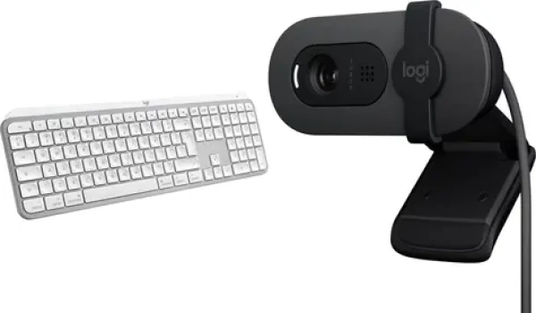 Logitech MX Keys S pre Mac + Brio 100 / Set bezdrôtovej klávesnice a webkamery / Pre macOS / Bluetooth / USB-C