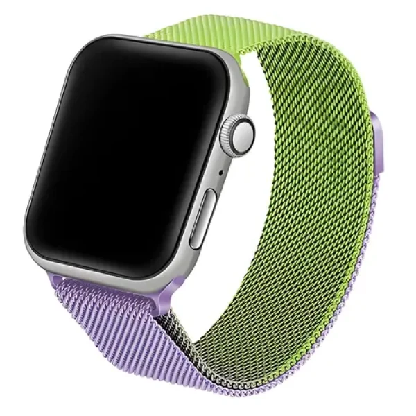 Beline Steel Collection zeleno-purpurový / Opasok pre Apple Watch / 42/44/45/49 mm / nerezová oceľ