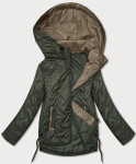 Tenká prešívaná plus size bunda v khaki farbe S'West (B8361-11) odstíny zelené 52