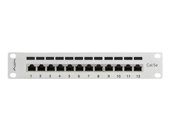 Lanberg sivý / Patch panel / 12 portov / 1U / CAT5E / FTP / 10" (PPF5-9012-S)