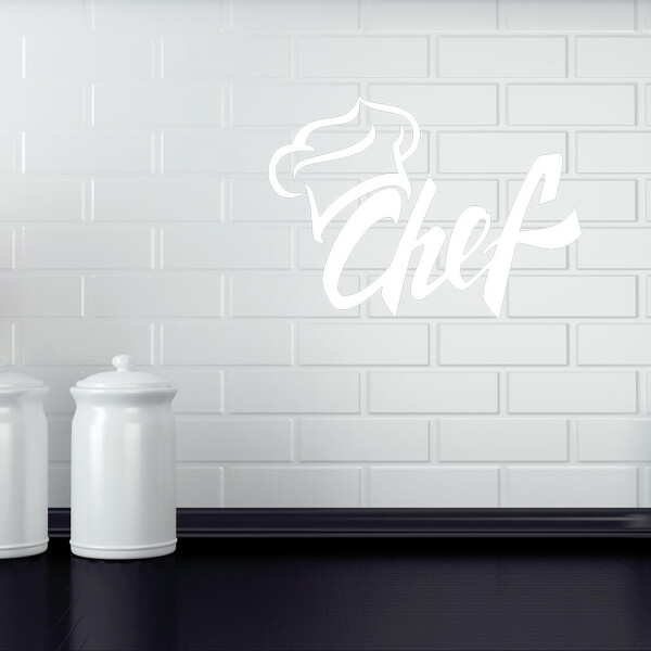 Veselá Stena Samolepka Chef Farba: bílá, Veľkosť: 40 x 28 cm