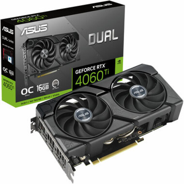 Asus GeForce RTX 4060 Ti DUAL OC 16G EVO / 2310-2625 MHz / 16G GDDR6 / 128-bit / 1x HDMI + 3x DP / (8) (90YV0JH8-M0NA00)