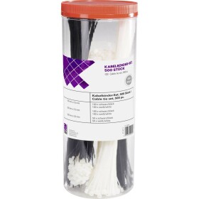 TRU COMPONENTS 1566530, sťahovacie pásky, 3.60 mm, 100 mm, 200 mm, 300 mm, čierna, prírodná, 500 ks; 1566530