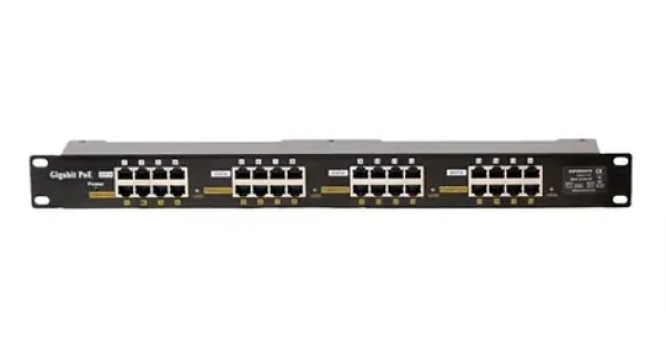 Digitus POE-PAN16-GB / PoE patch panel / 16 portov / Gigabit / Tienený / 19" (POE-PAN16-GB)