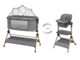 KikkaBoo Postieľka a stolička 2v1 Sleat Me Grey / od narodenia / do 9kg (31003020109KB)