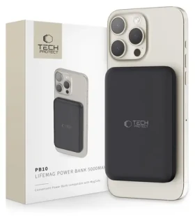 Tech-Protect LifeMag PB10 čierna / Powerbanka MagSafe / 5000 mAh / 15W / USB-C