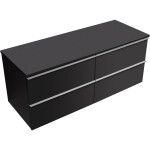 CERANO - Kúpeľňová skrinka Velora - čierna matná, úchytka chrómová + doska pod umývadlo Navira Slim - 18 mm - 120x54,8x46,5 CER-664774
