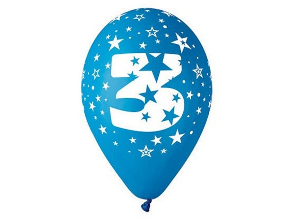 Balónik nafukovacie - sada 5ks ČÍSLO "3", Smart Balloons, W040541