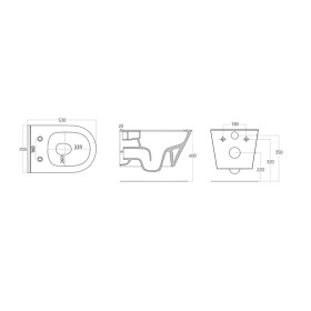 SAPHO - AVVA CLEANWASH závesná WC misa s bidet. spŕškou, Rimless, 35,5x53cm, biela 100312