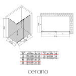 CERANO - Sprchovací kút Lantono - pravá - 8 mm - Soft-Close - čierna matná, mliečne sklo - 160x70 - posuvný CER-665500