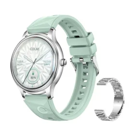 Colmi L28 strieborno-zelené, strieborný oceľový remienok / Chytré hodinky / AMOLED / Bluetooth hovory / IP68 (L28 Silver-green)