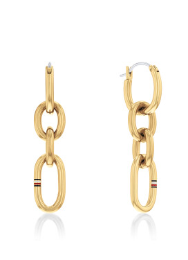 Tommy Hilfiger Moderné pozlátené náušnice Contrast Link Chain 2780786