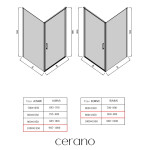CERANO - Sprchovací kút Porte Ľ/P - 8 mm - čierna matná, grafitové sklo - 100x90x195 - otočný CER-8050BD7487