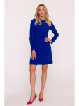 S419 Šaty s ozdobnými gombíkmi v páse - kráľovská modrá EU M