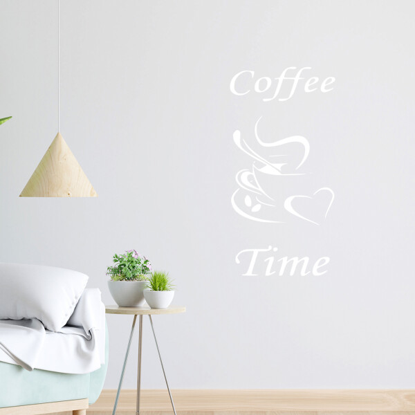 Veselá Stena Samolepka Coffee time Farba: biela, Veľkosť: 40 x 20 cm