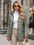 Dámska prešívaná bunda s odnímateľnou kapucňou TY5794, zelená – FashionStreet XL
