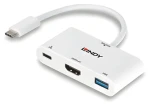 Lindy USB-C multiportový húb biela / Rozbočovač USB-C / USB-A + HDMI / PD 100 W / 18 cm (43340)