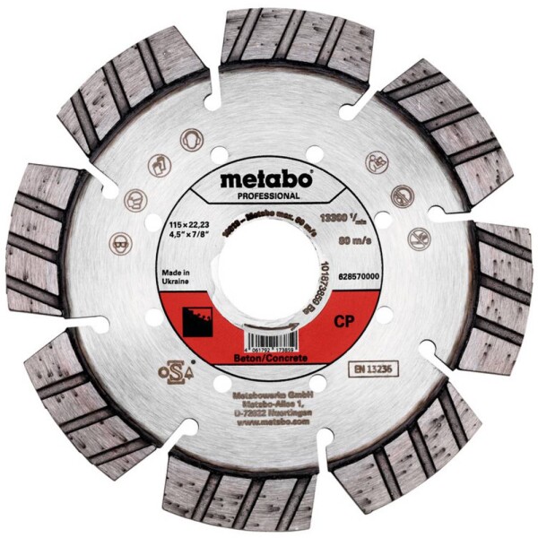Metabo 628570000 diamantový rezný kotúč Priemer 115 mm Ø otvoru 22.23 mm 1 ks; 628570000