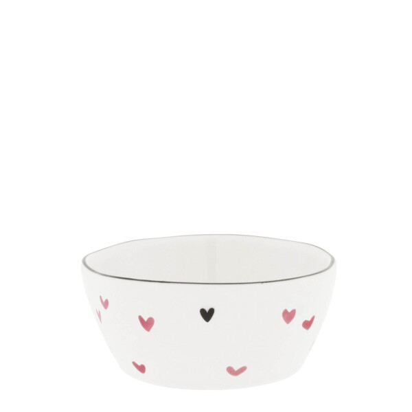 Bastion Collections Keramická miska White / Pink Print Srdiečka