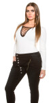 Curvy Girls Size! Skinnies with buttons and zip black