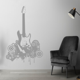 Veselá Stena Samolepka Elektrofonická gitara Farba: šedá, Veľkosť: 80 x 50 cm