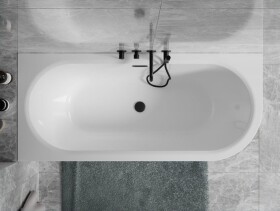 BESCO - Voľne stojaca vaňa AVITA A-LINE čierna/biela, sifón so štrbinovým prepadom - Farba sifónu - Čierna, Rozmer vane - 150 × 75 cm, Spôsob prevedenia - Pravé VANAVITAL15PBBW