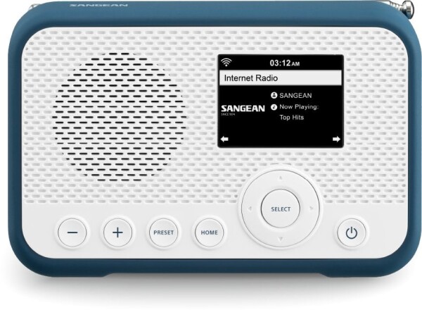 Sangean Sangean WFR-39 Internet Taschenradio Internet, DAB, UKW Internetradio, UKW, WLAN Spotify, Weckfunktion, wiederaufladbar Weiß, Blau (A500466)