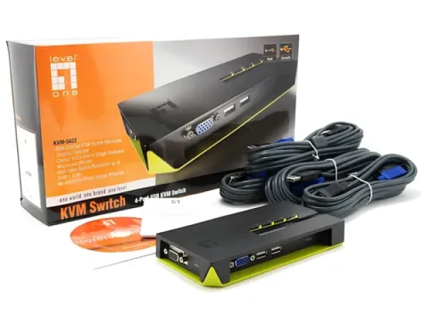 LevelOne KVM-0422 čierna / KVM switch / 4 porty / USB / VGA / 2048x1536px (KVM-0422)