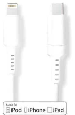 Nedis Lightning kábel 2 m biela / Dátový kábel / USB-C (M) - Lightning 8-pin (M) / 480 Mbps (CCGW39650WT20)