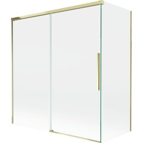 MEXEN/S - Rox vaňová zástena 2-krídlová posuvná 150 + 70 x 150, transparent, zlatá 8C9-150-070-50-00