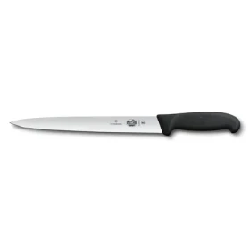 VICTORINOX Fibrox čierna, špicatá čepeľ / Plátkovací nôž / 25 cm / hladká čepeľ / nerezová oceľ (5.4403.25)