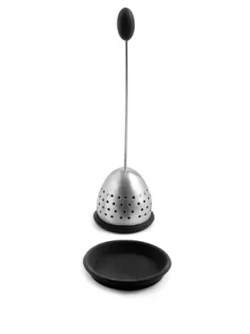 Weis Čajové sitko čierne / Čajové sitko / O 4 cm / nerez, silikón / s odkvapkávacou mištičkou (13359)