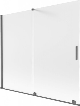 MEXEN/S - Velar dvojkrídlová posuvná vaňová zástena 180 x 150, dekor, grafit kartáčovaná 896-180-000-31-66