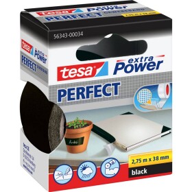 Tesa PERFECT 56343-00034-03 páska so skleným vláknom tesa® Extra Power čierna (d x š) 2.75 m x 38 mm 1 ks; 56343-00034-03