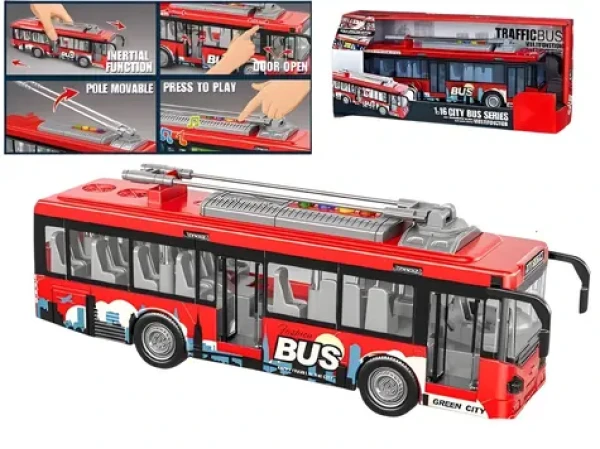 Autobus na batérie so svetlom, zvukom a otváracími dverami