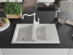 MEXEN/S MEXEN/S - Gaspar granitový drez 1.5 s odkvapkávačom vrátane batérie Carla, biela 6507-20-670700-20