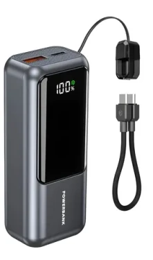 Gembird PB10-PD20-LCD-02 spacegrey / Powerbanka / 10 000 mAh / PD 20 W / LCD displej / USB-C + USB-A (PB10-PD20-LCD-02)