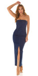 Sexy Koucla Denim Bandeau-Maxidress with Slit denimblue S