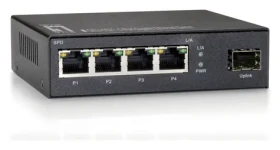 LevelOne Switch 4X GbE/1x SFP / Switch / Unmanaged / 4X Gigabit Ethernet / 1x SFP uplink / nástenná montáž (GEU-0521)