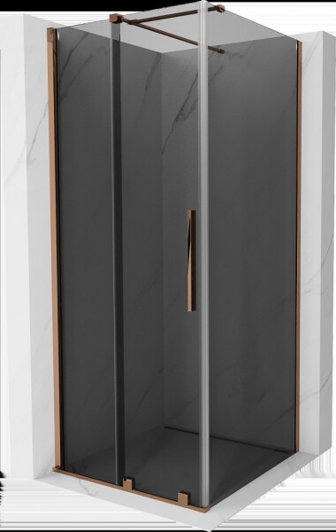 MEXEN/S - Velár sprchovací kút, posuvné dvere 100 x 100, grafit, ružové zlato 871-100-100-41-60