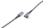 Shiverpeaks USB-C predlžovací kábel 90° textilný / Predlžovací kábel / USB-C (M) - USB-C (F) / USB 3.2 / PD / 1,5 m (BS14-74016)
