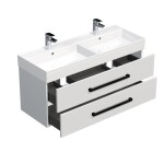 Kúpeľňová skrinka s čiernou úchytkou a umývadlom SAT Cube Way 120x53x46 cm biela lesk CUBE46C1202BISAT CUBE46C1202BISAT