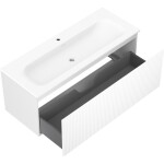 MEXEN/S - Rivel kúpeľňová skrinka 120 cm s umývadlom Vela, 1 šuplík, reliéf, biela mat 91A20-12047-1-BF01-W23M01
