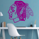 Veselá Stena Samolepka Hokejový tím Chicago Blackhawks Farba: šedá, Veľkosť: 100 x 87 cm