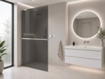 CERANO - Sprchová zástena Walk-in Onyx L-ľavá vzpera - 8 mm + polička/držiak na uteráky - chróm, grafitové sklo - 130x200 CER-8050BD903