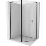 MEXEN/S - Mist Lsprchovací kút päťboký krídlový asymetrický 90 x 80, transparent, čierna 8A8L-090-080-70-00