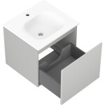 MEXEN/S - Orio kúpeľňová skrinka 50 cm s umývadlom Vela, 1 šuplík, šedá mat/biela mat 91A10-05047-1-BF62-W23M01