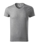 Pánske tričko Slim Fit s výstrihom do V tmavo šedá modrá L